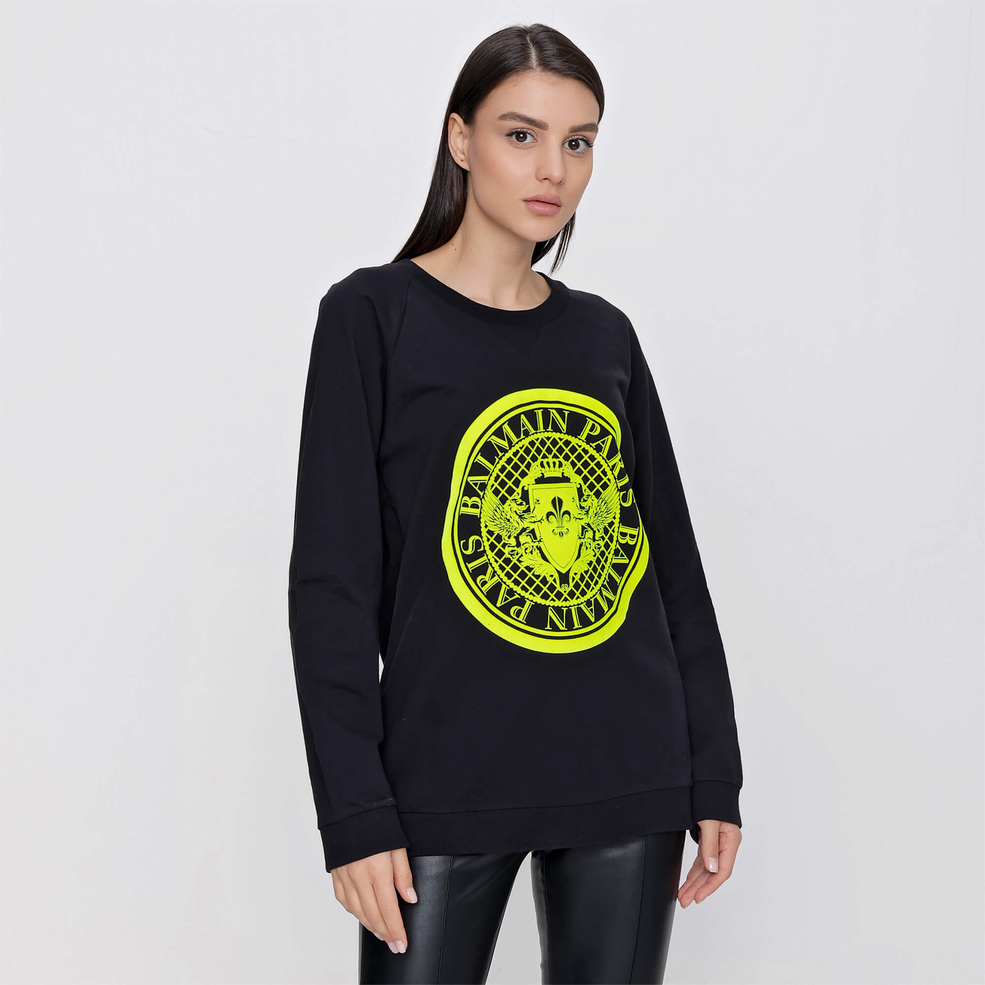 Balmain - Black Cotton Yellow Coin Logo Sweatshirt